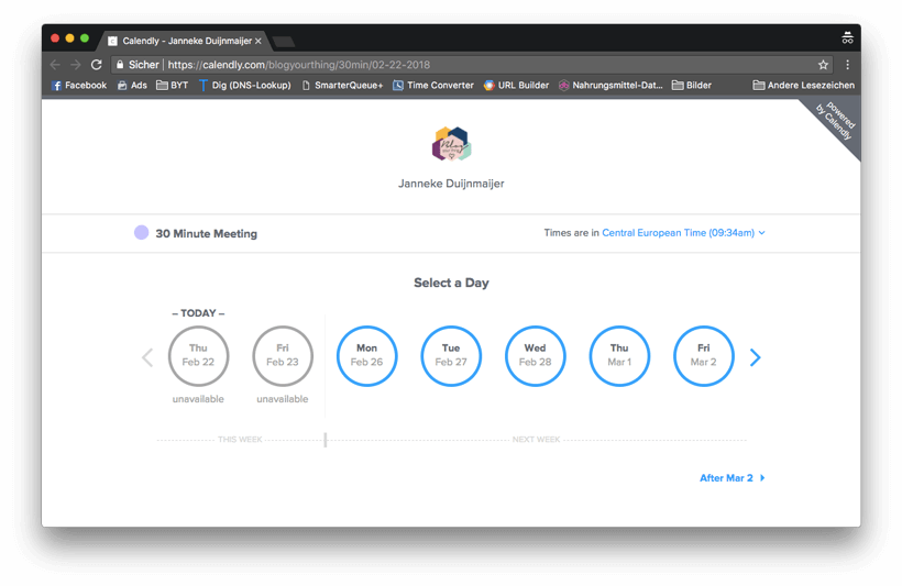 Online Marketing & Blogging Tools für dein Blog Business: Calendly