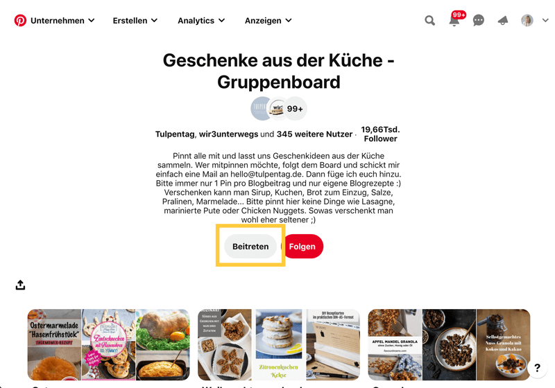 Pinterest für Blogger: Group Board