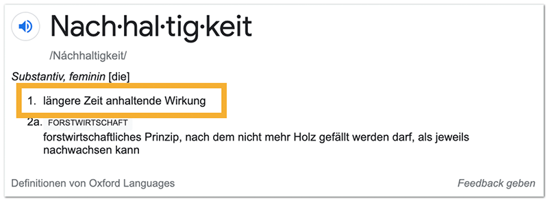 Wie du mit nachhaltigem Content-Marketing leichter & laufend Kunden gewinnst - Definition von Nachhaltigkeit