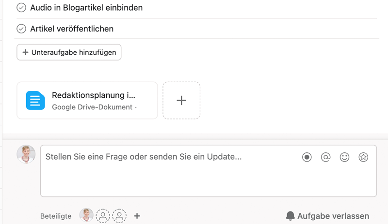 Asana & Google Drive Verknüpfung