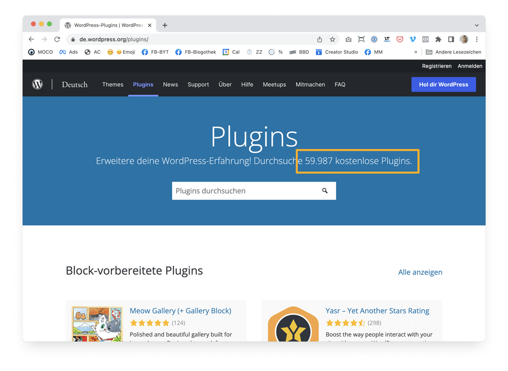 Was sind Plugins? - Knapp 60.000 kostenlose Plugins gibt es im WordPress-Verzeichnis
